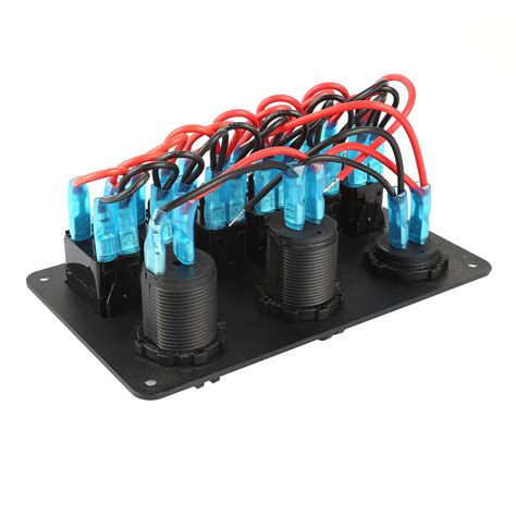 12V 24V Boat Marine Waterproof 6 Gang LED Rocker Switch Panel Circuit