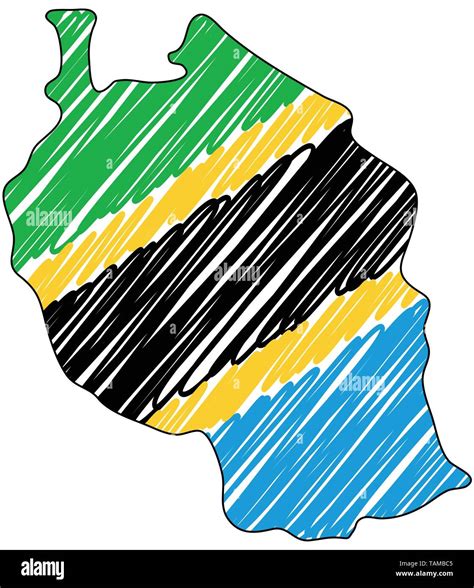 Mapa De Tanzania Boceto Dibujados A Mano Ilustración Del Concepto De