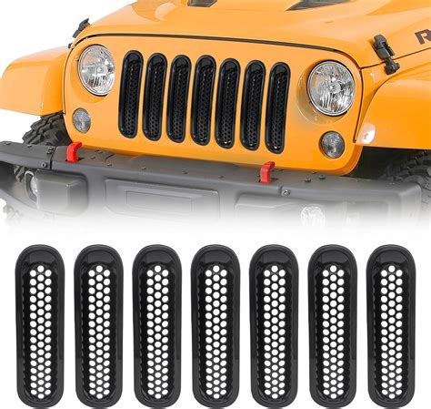 Grill Mesh Inserts Fit For 2007 2017 Jeep Wrangler 7pcs Front Grille Guard Cover