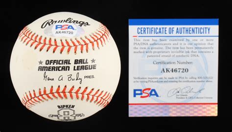 Cal Ripken Jr Signed Oal Commemorative Orioles Baseball With Display