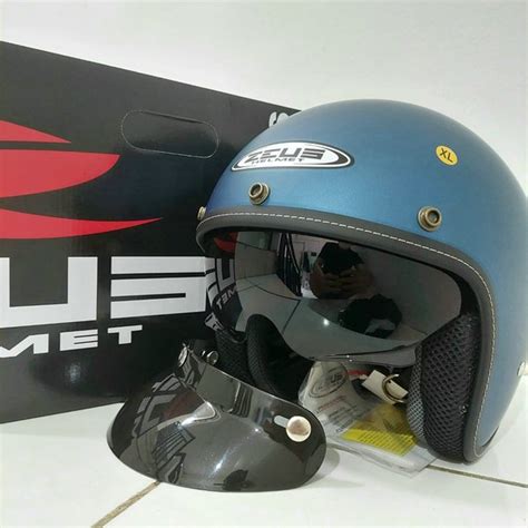 Jual Zeus Zs A Matt Blue Retro Single Sun Visor Free Pet Topi Helm