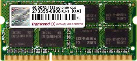 Amazon Transcend ノートpc用メモリ Pc3 10600 Ddr3 1333 4gb 15v 204pin So