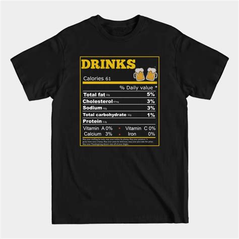 Funny Drinks Nutrition Facts Label Thanksgiving - Drinks Nutrition Facts - T-Shirt Designed ...