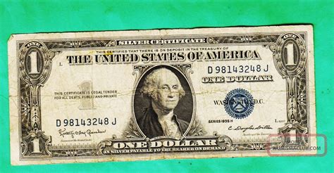 Series 1935 H One Dollar Silver Certificate Good