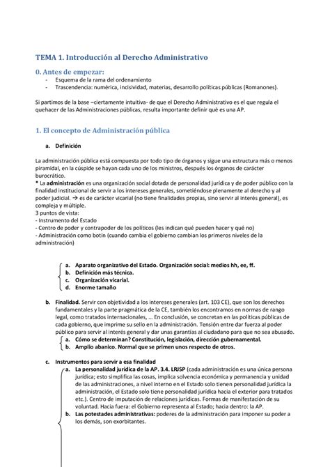 Derecho Administrativo Tema 1 Docsity