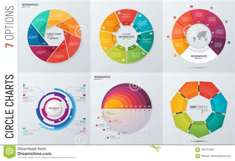 Sammlung Infographic Schablonen Des Vektorkreis Diagramms Vektor