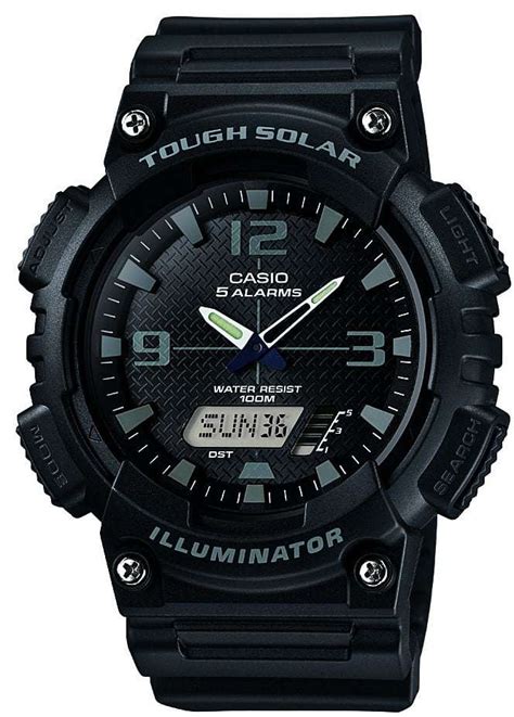 Casio Men S Aq S W A Vef Quartz Watch With Black Dial Analogue