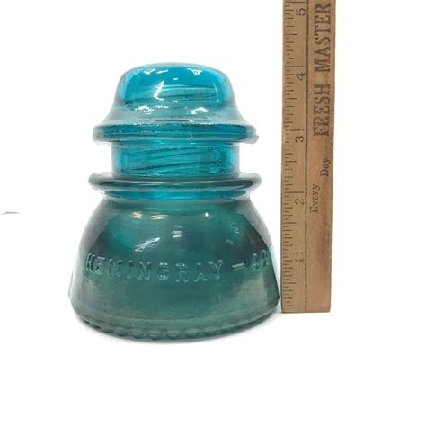 Antique Aqua Blue Glass Hemingray 42 Insulator 3 75 X4 Ebay