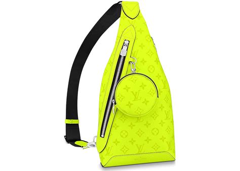 Louis Vuitton Duo Sling Bag Neon Yellow In Monogram Coated Canvas Taiga Cowhide Leather With