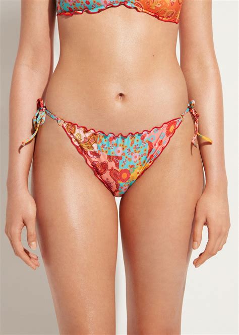 Calzedonia Bikinis Bas De Maillot À Nœuds Et Fleurs Alicante 694c