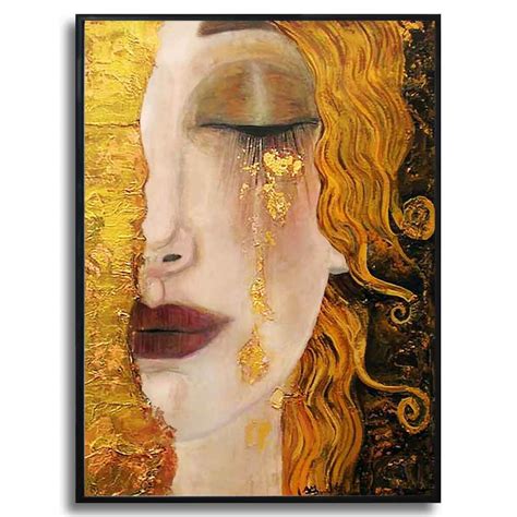 Gustav Klimt Golden Tear S Of Freya Round Canvas Artwork Etsy