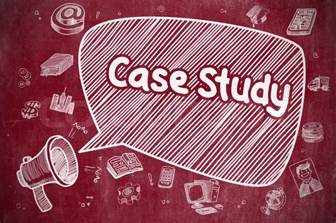 Case Study - Cartoon Illustration on Red Chalkboard. | Stock image | Colourbox