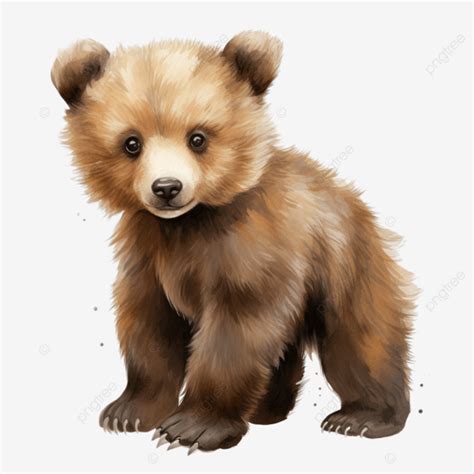 Brown Bear Cub Watercolor Clipart Ai Generated Watercolor Water Color