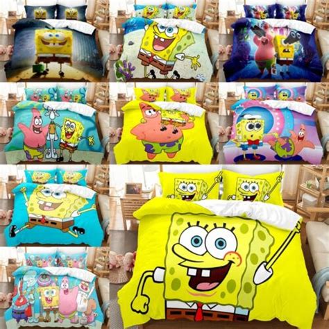 3d Spongebob Squarepants Duvet Quilt Cover Single Double Pillowcase