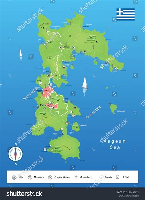 Map Of Patmos Island In Greece Vector Royalty Free Stock Vector