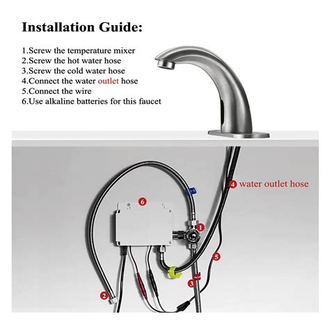 Yodel Faucet Brushed Nickel Touchless Bathroom Sink Faucet With Temperature Control Mixing Valve