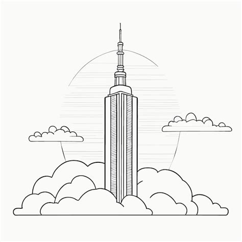 Premium Vector Skyscraper Vector Illustration Line Art