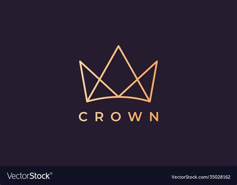 Luxury Gold Royal Crown Logo In A Minimalist Vector Image