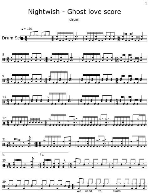 Nightwish - Ghost love score - Sheet music for Drum Set