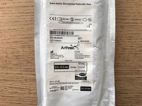 New Arthrex Ar Bc Suture Anchor Biocomposite Pushlock Short X