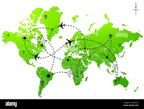 World Map Flight Paths