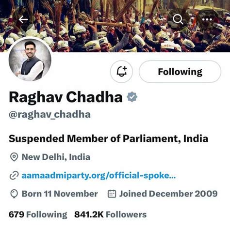 Raghav Chadha Changes Twitter Bio To Suspended Mp Delhi News