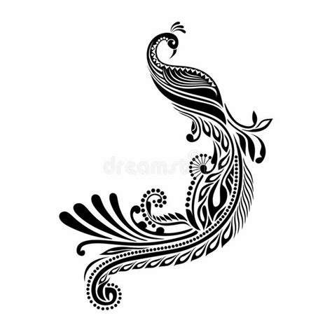 Peacock And Feather Design Doodle Print Stock Vector