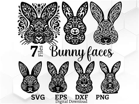 Intricate Floral Easter Bunny Svg Bundle Artisan Crafted Rabbit