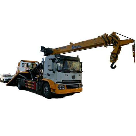 Shacman Tilt Tray Flatbed Tow Truck Wrecker Mounted With 8t Crane Sqs200 4 8ton Recovery Winch