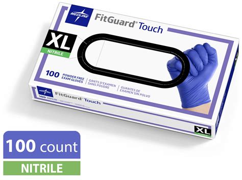 Medline Fitguard Touch Nitrile Exam Glove X Large Blue 100 Ct