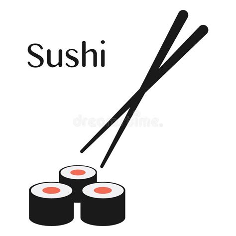 Ejemplo Del Vector De Los Palillos Y Del Rollo De Sushi Ilustración Del