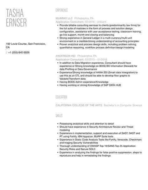 Application Consultant Resume Samples Velvet Jobs