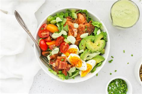 Blackened Salmon Cobb Salad With Green Goddess Dressing