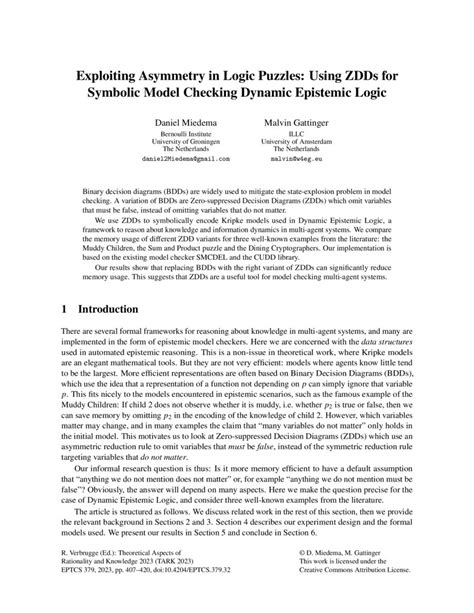 Exploiting Asymmetry in Logic Puzzles: Using ZDDs for Symbolic Model ...