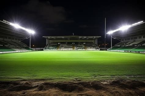 Premium Photo | Rugby stadium with lights at night