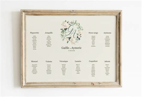 Affiche Plan De Table Ceremony La Crafterie