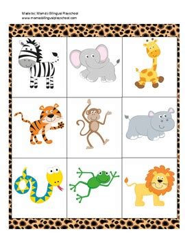 Bilingual Jungle Animals Bingo Game by Mama's Bilingual Play-School