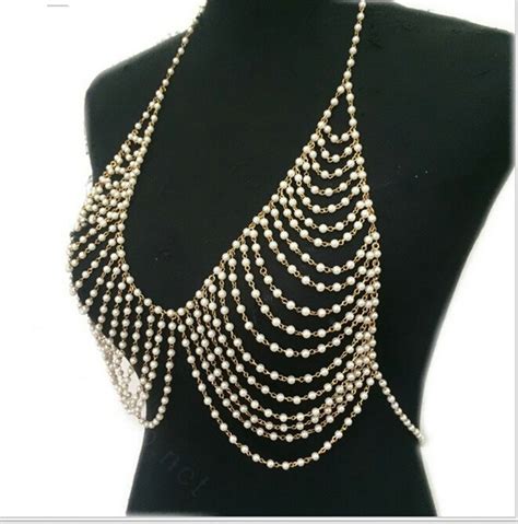 Buy Wholesale Luxury Bra Body Chain Beach Bikini Decro Pearl Pendant