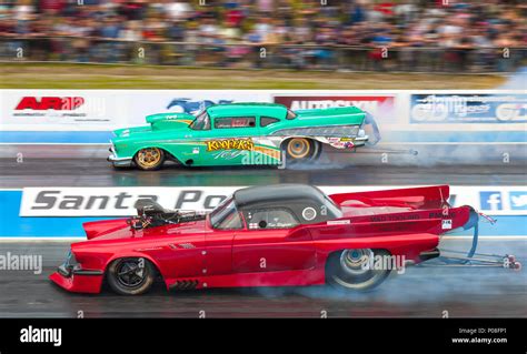 Pro Mod Drag Racing At Santa Pod Kevin Slyfield 1957 Ford Thunderbird