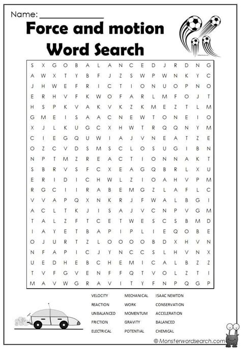 Force And Motion Word Search Force And Motion Science Word Search