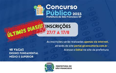 Últimos dias de inscrições para o concurso público de São Francisco