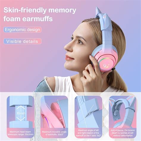 Onikuma Headphone Gaming Onikuma K Biru Pink Model Cat Ears Dengan