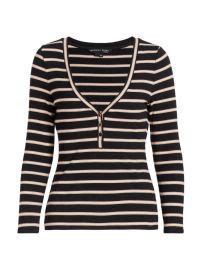 WornOnTV Olivias Black Striped Henley Top On All American Samantha