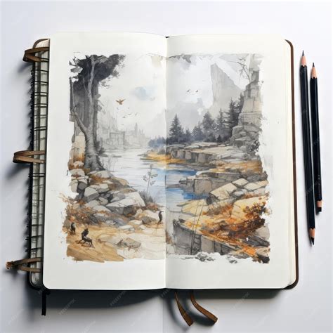 Premium AI Image | Sketchbook and pencil art