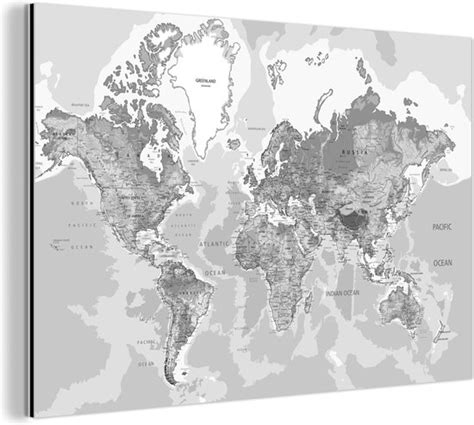 Décoration murale Métal Peinture Aluminium Wereldkaart Réaliste