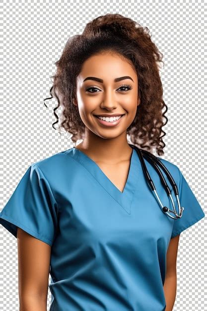 Premium Psd Black Woman Nurse Psd Transparent White Isolated Background