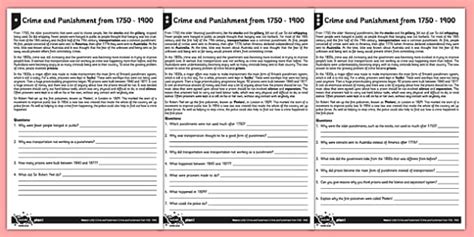 Crime And Punishment Differentiated Reading Comprehension Activity