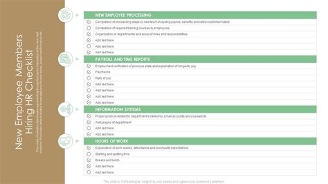 New Employee Members Hiring HR Checklist Template PDF