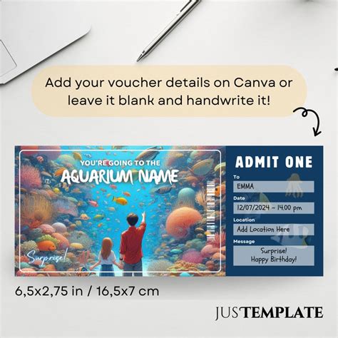 Aquarium Ticket Template, Ocean Park Ticket, Aquarium Visit Tour ...