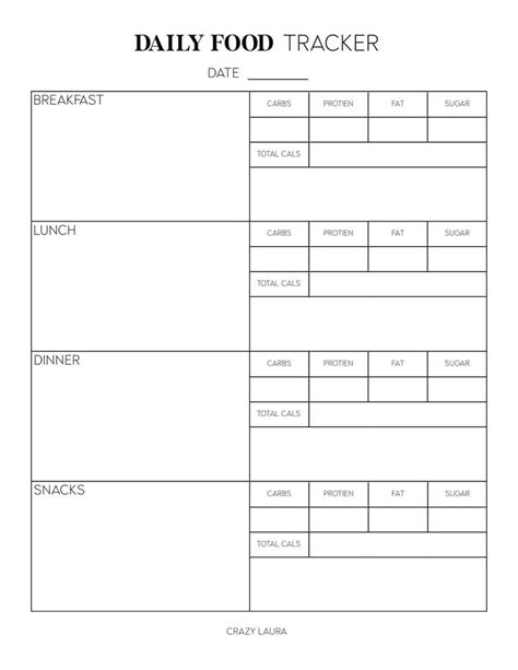 The Daily Food Tracker Is Shown In Black And White